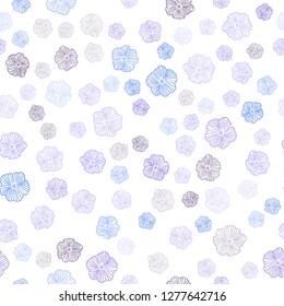 Dark Pink, Blue vector seamless elegant pattern with flowers. Brand new colored illustration with flowers. Design for textile, fabric, wallpapers.