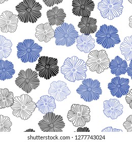 Dark Pink, Blue vector seamless elegant background with flowers. Abstract illustration with flowers in doodles style. Texture for window blinds, curtains.