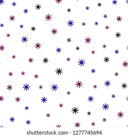 Dark Pink, Blue vector seamless pattern with christmas snowflakes. Colorful decorative design in xmas style with snow. Pattern for trendy fabric, wallpapers.