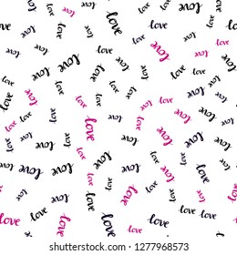 Dark Pink, Blue vector seamless background with words of love. Illustration with colorful phrase LOVE YOU in romantic style. Design for wallpaper, fabric makers.