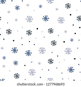 Dark Pink, Blue vector seamless pattern with christmas snowflakes. Shining colorful illustration with snow in christmas style. Design for textile, fabric, wallpapers.