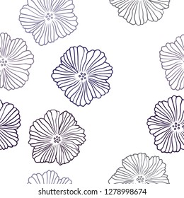 Dark Pink, Blue vector seamless natural background with flowers. An elegant bright illustration with flowers. Texture for window blinds, curtains.