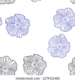 Dark Pink, Blue vector seamless natural backdrop with flowers. Colorful illustration in doodle style with flowers. Design for textile, fabric, wallpapers.
