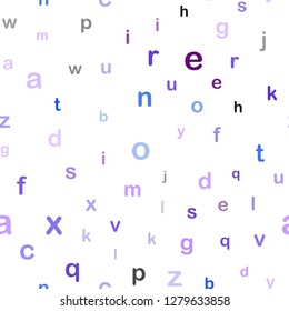 Dark Pink, Blue vector seamless backdrop with english symbols. Blurred design in simple style with signs of alphabet. Pattern for design of fabric, wallpapers.