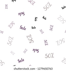 Dark Pink, Blue vector seamless texture with selling prices 50 %. Abstract illustration with colorful gradient symbols of sales. Pattern for ads, posters, banners of sales.
