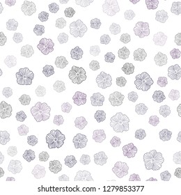 Dark Pink, Blue vector seamless natural artwork with flowers. Glitter abstract illustration with flowers. Design for textile, fabric, wallpapers.