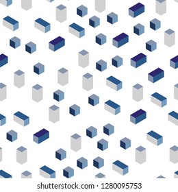 Dark Pink, Blue vector seamless, isometric layout with lines, rectangles. Rectangles on abstract background with colorful gradient. Texture for window blinds, curtains.