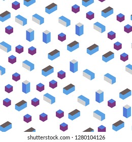 Dark Pink, Blue vector seamless, isometric cover in polygonal style. Abstract gradient illustration with rectangles. Pattern for trendy fabric, wallpapers.