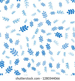 Dark Pink, Blue vector seamless natural pattern with leaves, branches. Leaves and branches with gradient on white background. Design for wallpaper, fabric makers.