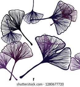 Dark Pink, Blue vector seamless doodle pattern with leaves. An elegant bright illustration with leaves in Natural style. Texture for window blinds, curtains.