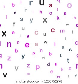Dark Pink, Blue vector seamless background with signs of alphabet. Colored alphabet signs with gradient on white background. Pattern for trendy fabric, wallpapers.