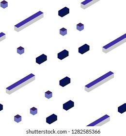 Dark Pink, Blue vector seamless, isometric template with rhombus. Modern abstract illustration with colorful rectangles. Design for textile, fabric, wallpapers.