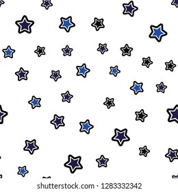 Dark Pink, Blue vector seamless layout with bright stars. Stars on blurred abstract background with gradient. Pattern for design of fabric, wallpapers.