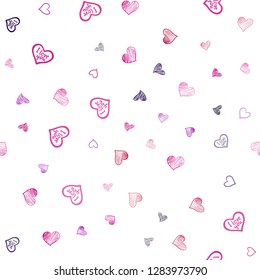 Dark Pink, Blue vector seamless texture with lovely hearts. Beautiful colored illustration with hearts in celebration style. Pattern for marriage gifts, congratulations.