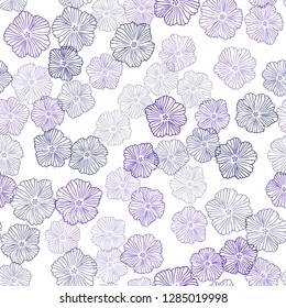 Dark Pink, Blue vector seamless doodle layout with flowers. Colorful illustration with flowers in doodle style. Texture for window blinds, curtains.
