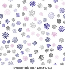 Dark Pink, Blue vector seamless cover with beautiful snowflakes. Glitter abstract illustration with crystals of ice. Design for textile, fabric, wallpapers.