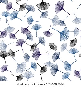Dark Pink, Blue vector seamless doodle backdrop with leaves. A vague abstract illustration with leaves in doodles style. Texture for window blinds, curtains.