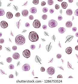 Dark Pink, Blue vector seamless natural backdrop with leaves and flowers. Creative illustration in blurred style with leaves, flowers. Template for business cards, websites.