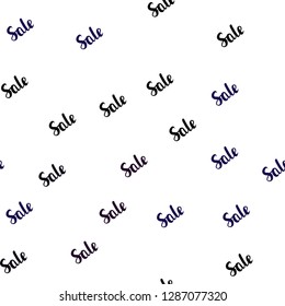 Dark Pink, Blue vector seamless template with selling words. Gradient illustration with discount signs on white backdrop. Backdrop for super sales on Black Friday.