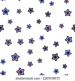 Dark Pink, Blue vector seamless template with sky stars. Glitter abstract illustration with colored stars. Template for business cards, websites.