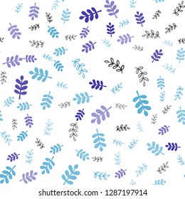 Dark Pink, Blue vector seamless abstract backdrop with leaves, branches. Brand new colored illustration with leaves and branches. Design for wallpaper, fabric makers.