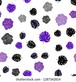 Dark Pink, Blue vector seamless elegant pattern with flowers, leaves. Brand new colored illustration with leaves and flowers. Texture for window blinds, curtains.