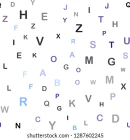 Dark Pink, Blue vector seamless layout with latin alphabet. Shining illustration with ABC symbols on abstract template. Pattern for design of fabric, wallpapers.