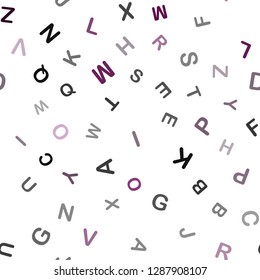 Dark Pink, Blue vector seamless template with isolated letters. Modern geometrical illustration with ABC english symbols. Design for textile, fabric, wallpapers.