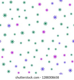 Dark Pink, Blue vector seamless texture with colored snowflakes. Shining colorful illustration with snow on abstract template. Design for wallpaper, fabric makers.