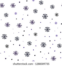 Dark Pink, Blue vector seamless pattern with christmas snowflakes. Shining colorful illustration with snow in christmas style. Trendy design for wallpaper, fabric makers.