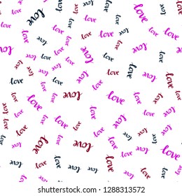 Dark Pink, Blue vector seamless template with text LOVE YOU. Illustration with phrase LOVE YOU for valentine's day. Template for business cards, websites.