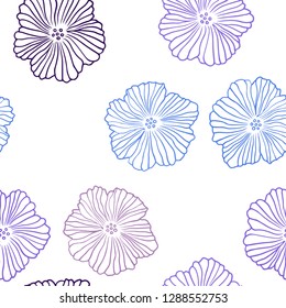 Dark Pink, Blue vector seamless doodle pattern with flowers. An elegant bright illustration with flowers. Pattern for design of fabric, wallpapers.