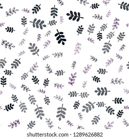 Dark Pink, Blue vector seamless doodle texture with leaves, branches. Decorative design in Indian style on white background. Design for textile, fabric, wallpapers.