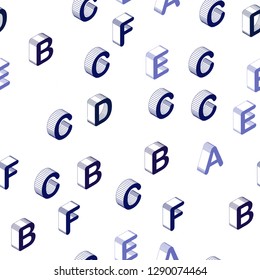 Dark Pink, Blue vector seamless pattern with 3D ABC symbols. Colorful gradient design in 3D style with signs of alphabet. Design for textile, fabric, wallpapers.