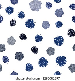 Dark Pink, Blue vector seamless abstract backdrop with flowers, leaves. Colorful illustration in doodle style with leaves, flowers. Texture for window blinds, curtains.
