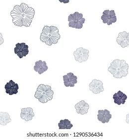 Dark Pink, Blue vector seamless doodle template with flowers. Flowers in natural style on white background. Design for textile, fabric, wallpapers.
