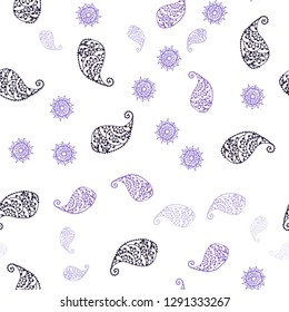 Dark Pink, Blue vector seamless natural artwork with leaves and flowers. Doodle illustration of leaves and flowers in Origami style. Pattern for design of fabric, wallpapers.