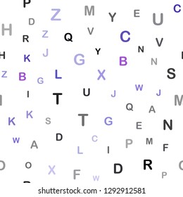 Dark Pink, Blue vector seamless backdrop with english symbols. Modern geometrical illustration with ABC english symbols. Pattern for design of fabric, wallpapers.