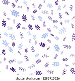 Dark Pink, Blue vector seamless abstract background with leaves, branches. Colorful illustration in doodle style with leaves, branches. Texture for window blinds, curtains.