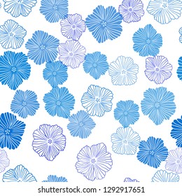 Dark Pink, Blue vector seamless doodle layout with flowers. Colorful illustration in doodle style with flowers. Texture for window blinds, curtains.