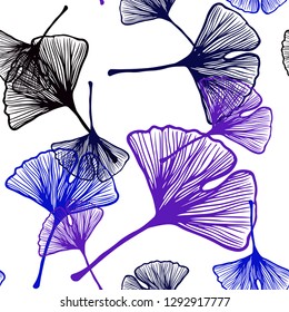 Dark Pink, Blue vector seamless elegant template with leaves. leaves on elegant natural pattern with gradient. Design for wallpaper, fabric makers.
