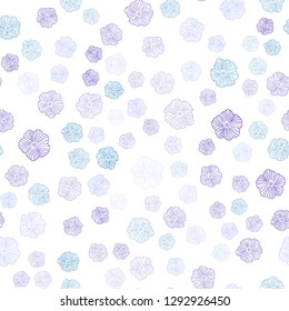 Dark Pink, Blue vector seamless abstract background with flowers. Brand new colored illustration with flowers. Template for business cards, websites.