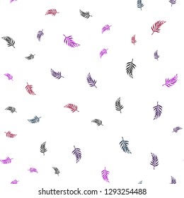 Dark Pink, Blue vector seamless doodle pattern with leaves. A vague abstract illustration with leaves in doodles style. Pattern for design of window blinds, curtains.