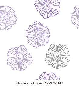 Dark Pink, Blue vector seamless natural background with flowers. Decorative design of flowers on white background. Design for wallpaper, fabric makers.