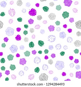 Dark Pink, Blue vector seamless elegant wallpaper with leaves, flowers. Modern abstract illustration with leaves and flowers. Design for wallpaper, fabric makers.