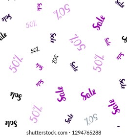 Dark Pink, Blue vector seamless texture with selling prices 50 %. Abstract illustration with colorful gradient symbols of sales. Backdrop for ads, leaflets of Black Friday.