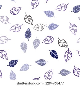 Dark Pink, Blue vector seamless abstract background with leaves. Colorful abstract illustration with leaves in doodle style. Template for business cards, websites.