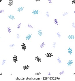 Dark Pink, Blue vector seamless doodle backdrop with leaves. Colorful abstract illustration with leaves in doodle style. Template for business cards, websites.