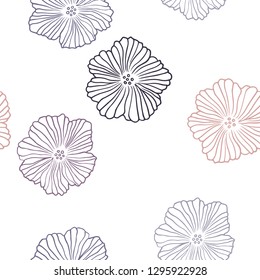 Dark Pink, Blue vector seamless abstract background with flowers. Illustration with colorful abstract doodle flowers. Pattern for design of fabric, wallpapers.
