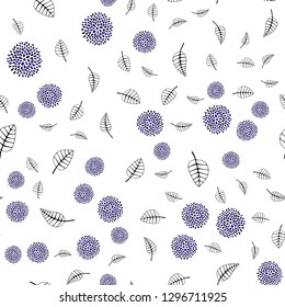 Dark Pink, Blue vector seamless abstract backdrop with leaves, flowers. Doodle with leaves, flowers in Origami style. Template for business cards, websites.